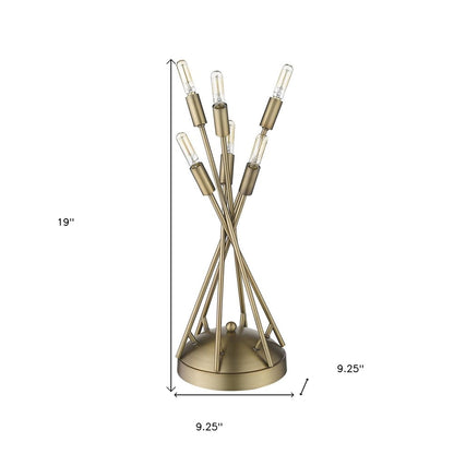 19" Brass Metal Six Light Novelty Table Lamp HomeRoots
