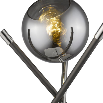 18" Black Metal Tripod Table Lamp With Nickel Globe Shade HomeRoots