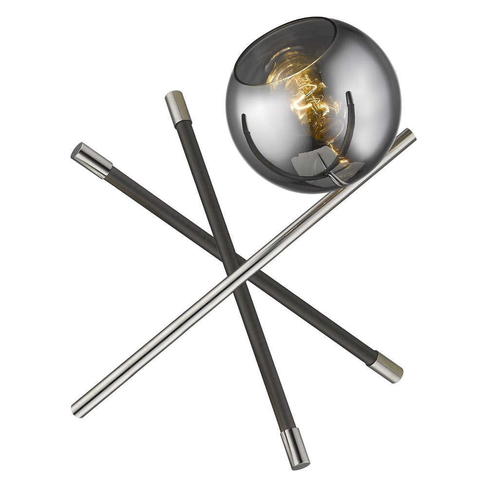 18" Black Metal Tripod Table Lamp With Nickel Globe Shade HomeRoots