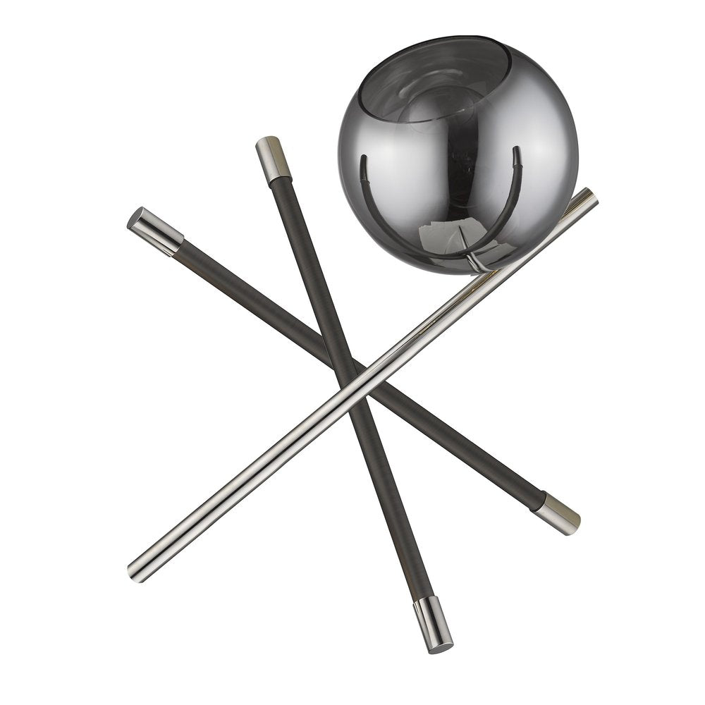 18" Black Metal Tripod Table Lamp With Nickel Globe Shade HomeRoots