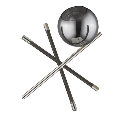 18" Black Metal Tripod Table Lamp With Nickel Globe Shade HomeRoots
