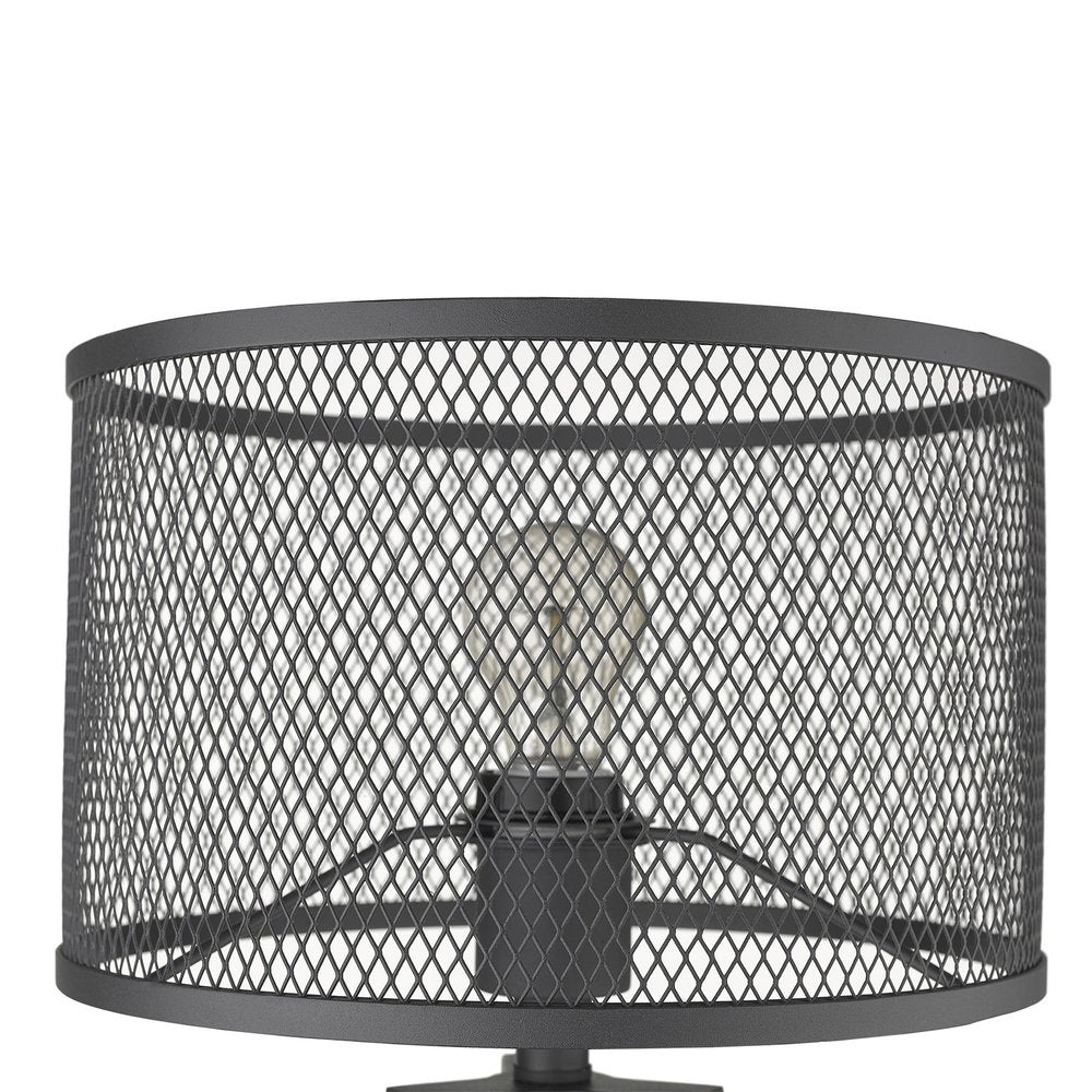 20" Brown Solid Wood Tripod Table Lamp With Black Drum Shade HomeRoots
