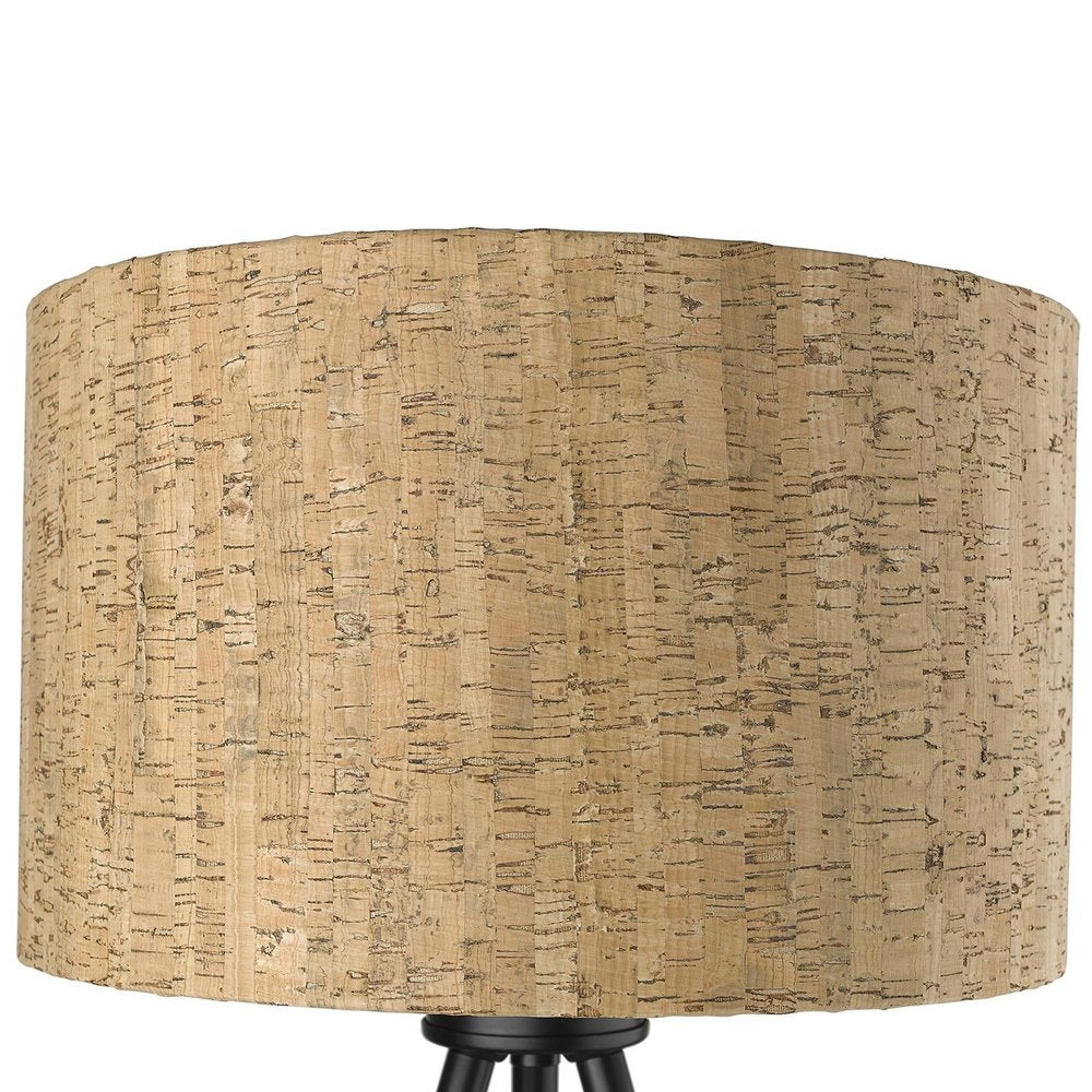 22" Black Metal Tripod Table Lamp With Beige Drum Shade HomeRoots