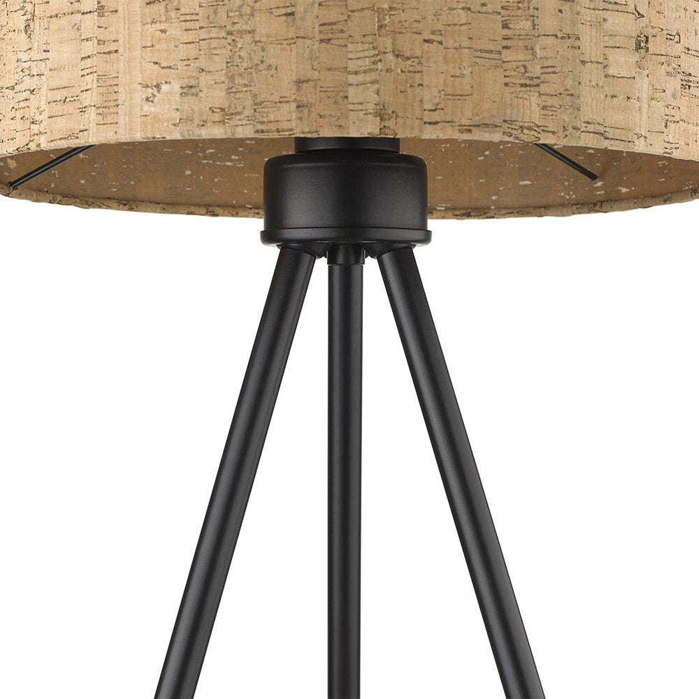 22" Black Metal Tripod Table Lamp With Beige Drum Shade HomeRoots