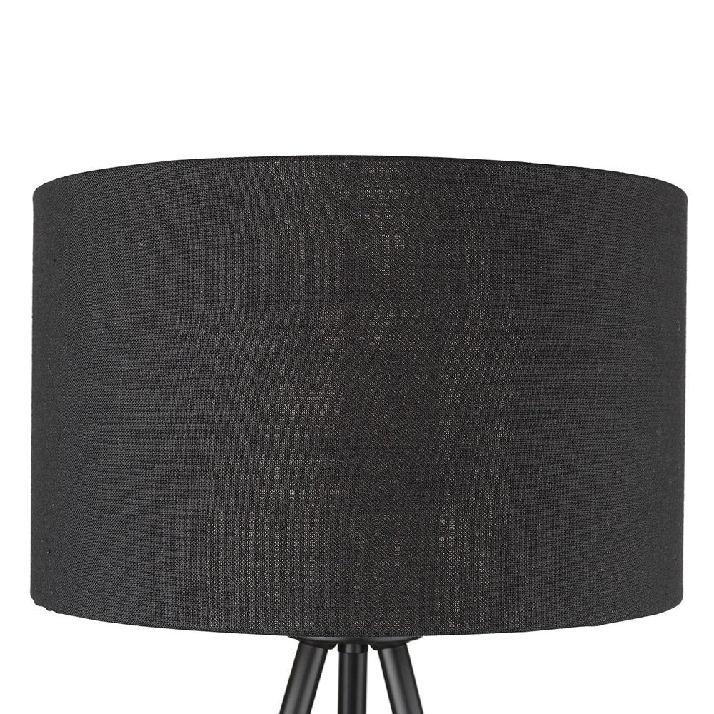 22" Black Metal Tripod Table Lamp With Black Drum Shade HomeRoots