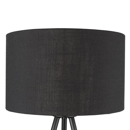 22" Black Metal Tripod Table Lamp With Black Drum Shade HomeRoots