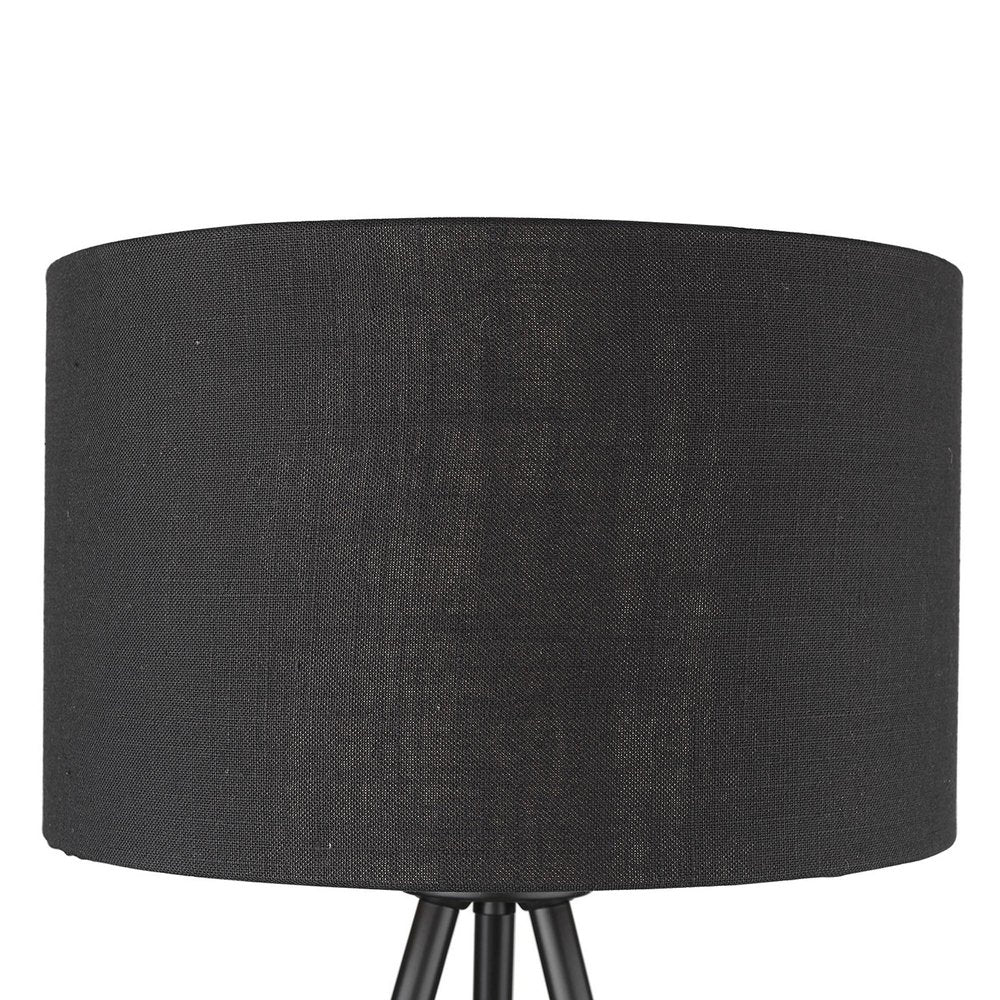 22" Black Metal Tripod Table Lamp With Black Drum Shade HomeRoots