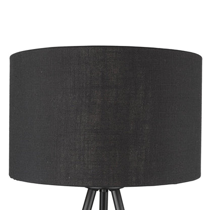22" Black Metal Tripod Table Lamp With Black Drum Shade HomeRoots
