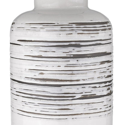 25" Black and White Ceramic Column Lamp With White Drum Shade HomeRoots