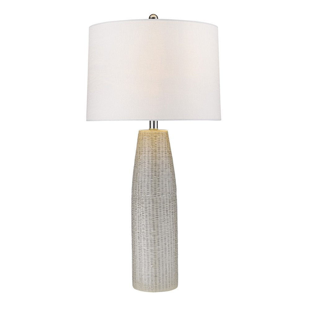 33" Light Gray Ceramic Table Lamp With White Drum Shade — view 2