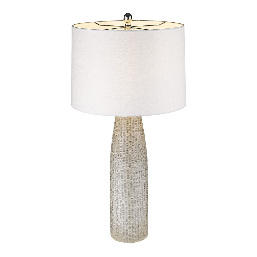 33" Light Gray Ceramic Table Lamp With White Drum Shade — view 3