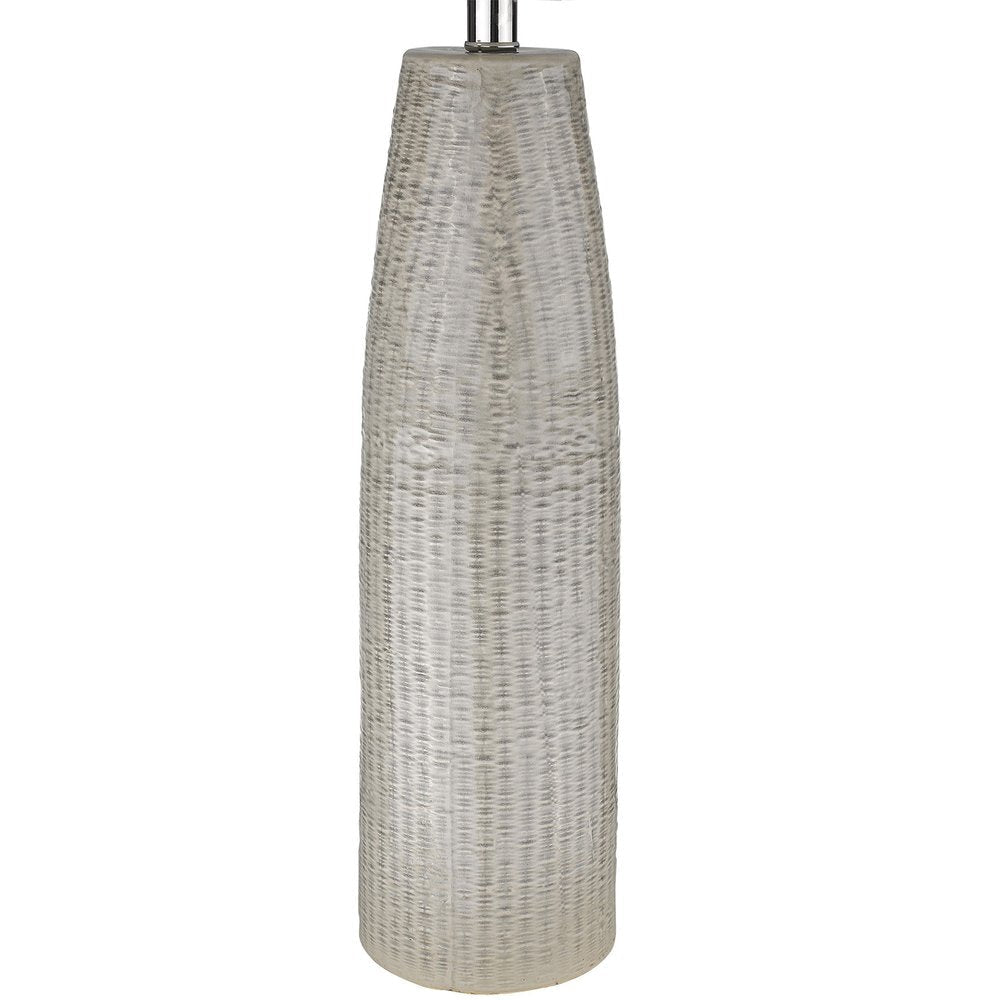 33" Light Gray Ceramic Table Lamp With White Drum Shade — view 4