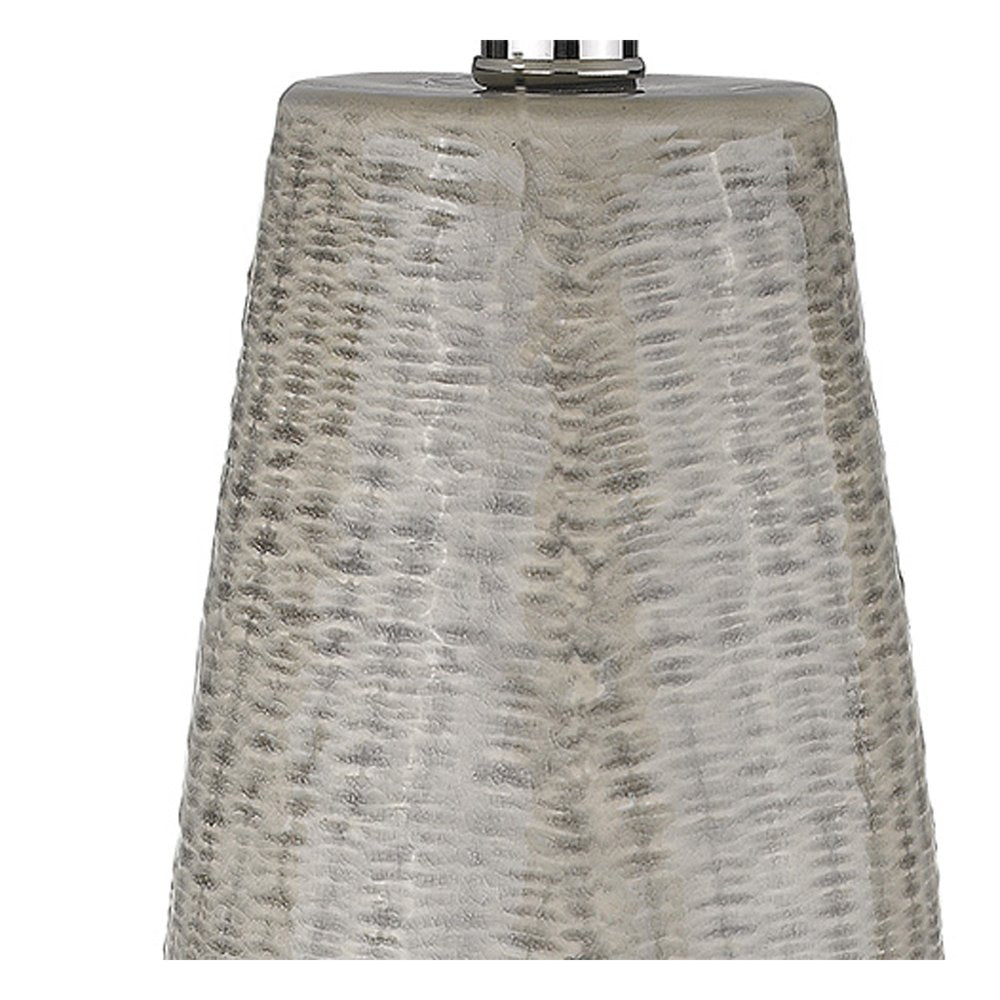 33" Light Gray Ceramic Table Lamp With White Drum Shade — view 5