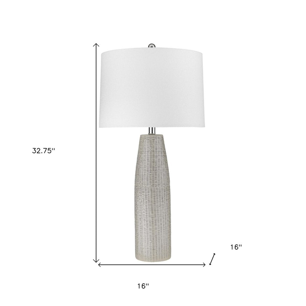 33" Light Gray Ceramic Table Lamp With White Drum Shade — view 6