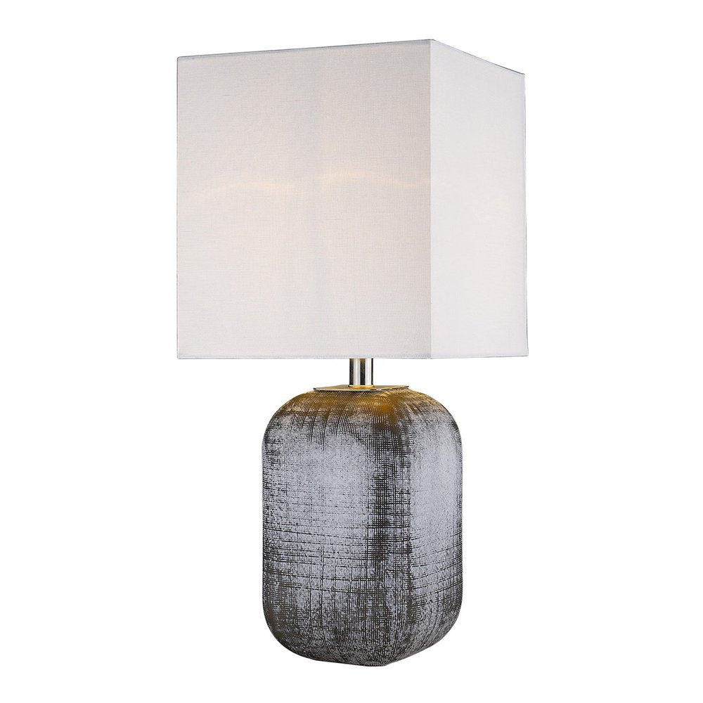 25" Blue and Gray Ceramic Table Lamp With White Square Shade HomeRoots
