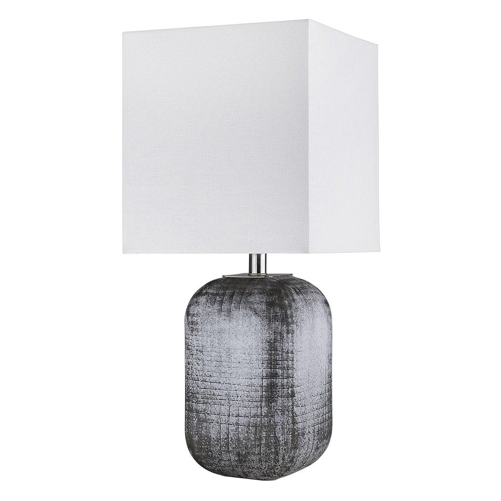 25" Blue and Gray Ceramic Table Lamp With White Square Shade HomeRoots