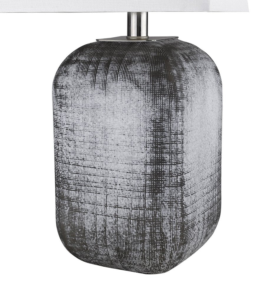 25" Blue and Gray Ceramic Table Lamp With White Square Shade HomeRoots