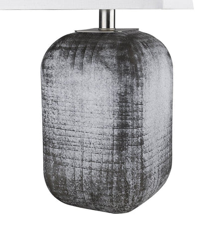 25" Blue and Gray Ceramic Table Lamp With White Square Shade HomeRoots