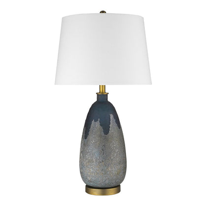 30" Teal Blue Concrete Table Lamp With Cream Empire Shade HomeRoots