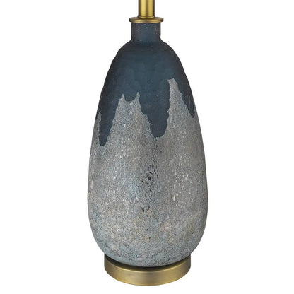 30" Teal Blue Concrete Table Lamp With Cream Empire Shade HomeRoots