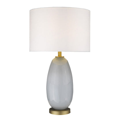 29" Light Gray Glass Table Lamp With White Drum Shade HomeRoots
