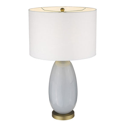 29" Light Gray Glass Table Lamp With White Drum Shade HomeRoots