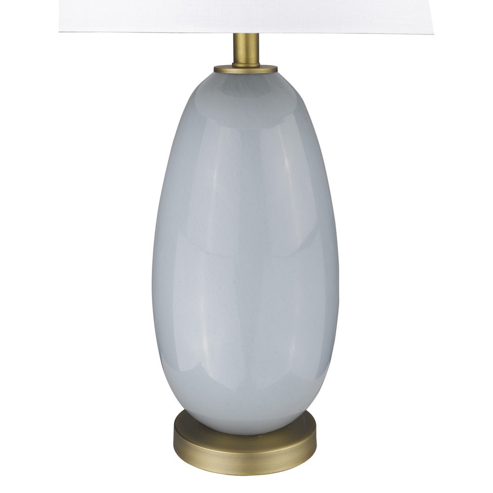 29" Light Gray Glass Table Lamp With White Drum Shade — view 4