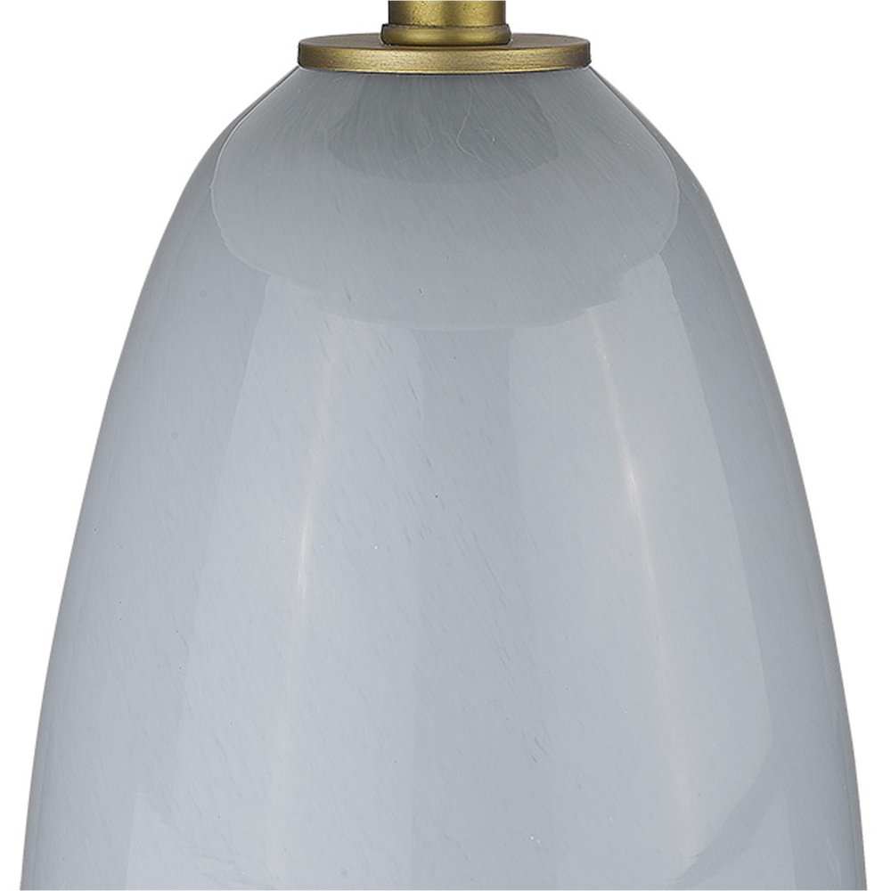 29" Light Gray Glass Table Lamp With White Drum Shade — view 5