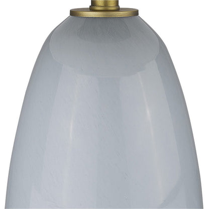 29" Light Gray Glass Table Lamp With White Drum Shade HomeRoots