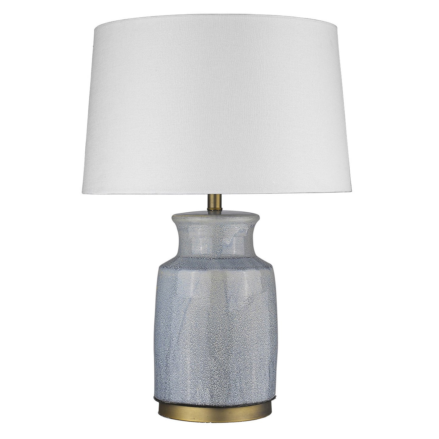 27" Gray Ceramic Table Lamp With White Empire Shade