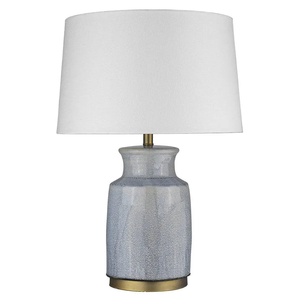 27" Gray Ceramic Table Lamp With White Empire Shade HomeRoots