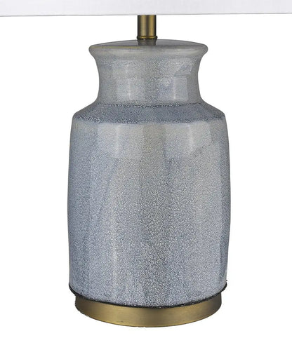 27" Gray Ceramic Table Lamp With White Empire Shade HomeRoots