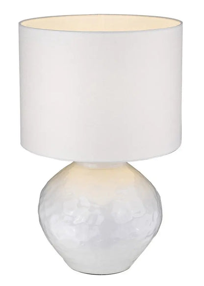 26" White Ceramic Table Lamp With White Drum Shade HomeRoots
