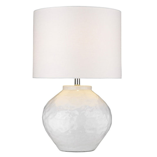 26" White Ceramic Table Lamp With White Drum Shade HomeRoots