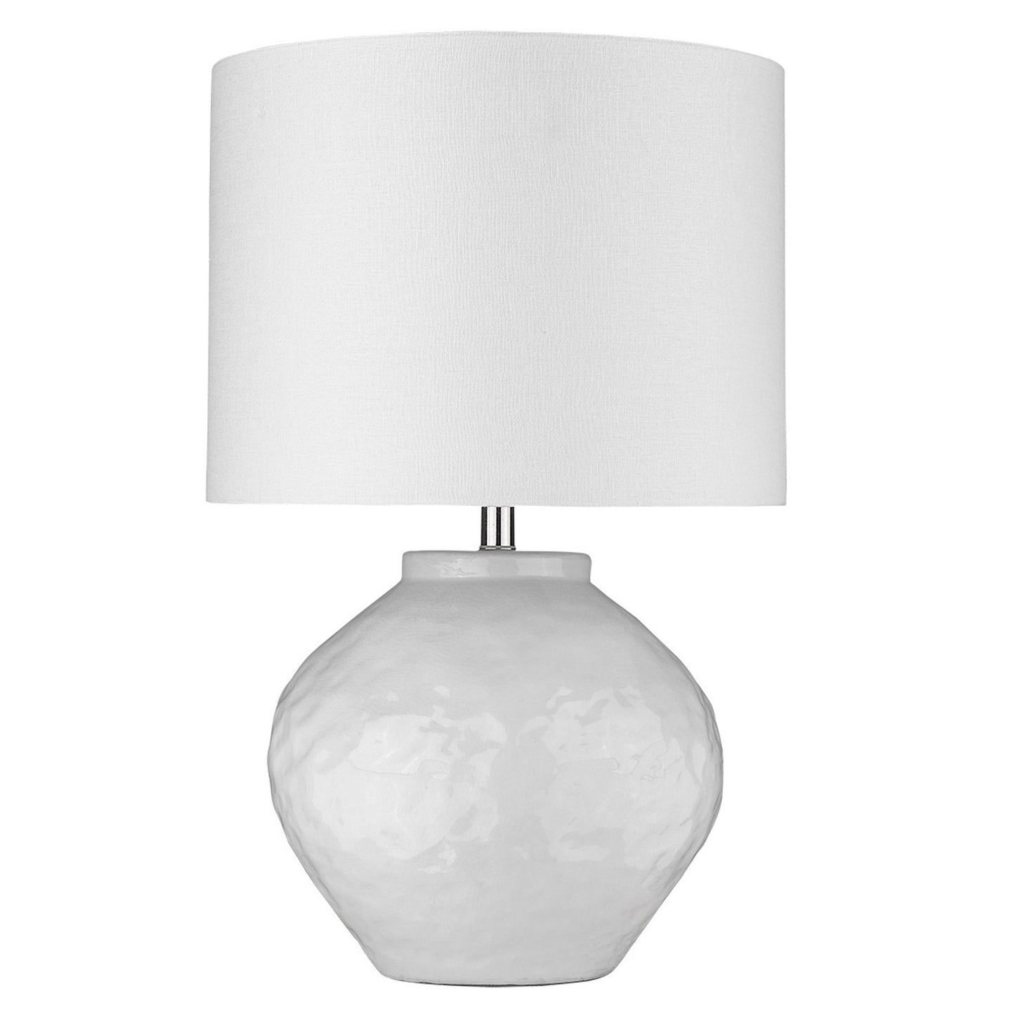 26" White Ceramic Table Lamp With White Drum Shade