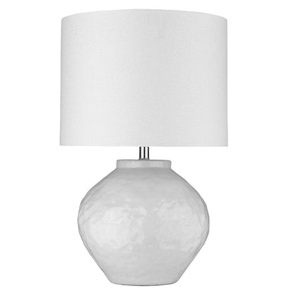 26" White Ceramic Table Lamp With White Drum Shade HomeRoots