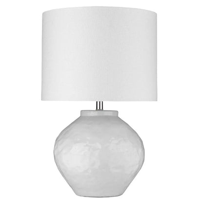 26" White Ceramic Table Lamp With White Drum Shade HomeRoots