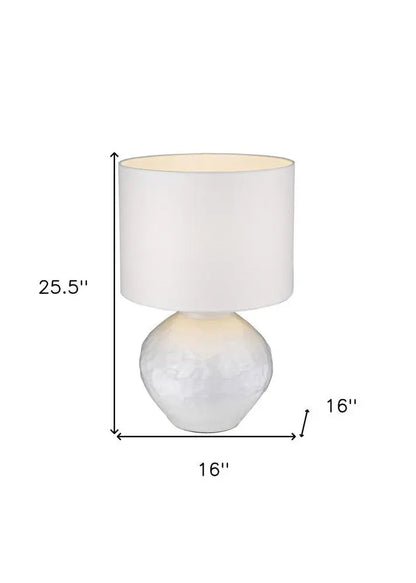 26" White Ceramic Table Lamp With White Drum Shade HomeRoots
