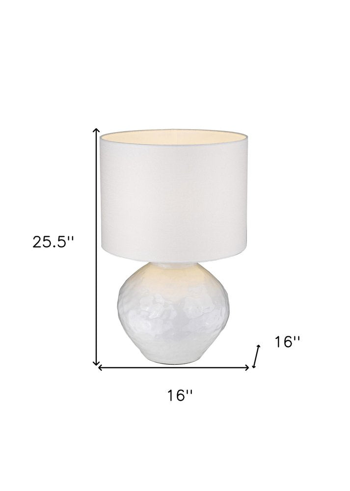 26" White Ceramic Table Lamp With White Drum Shade — view 6