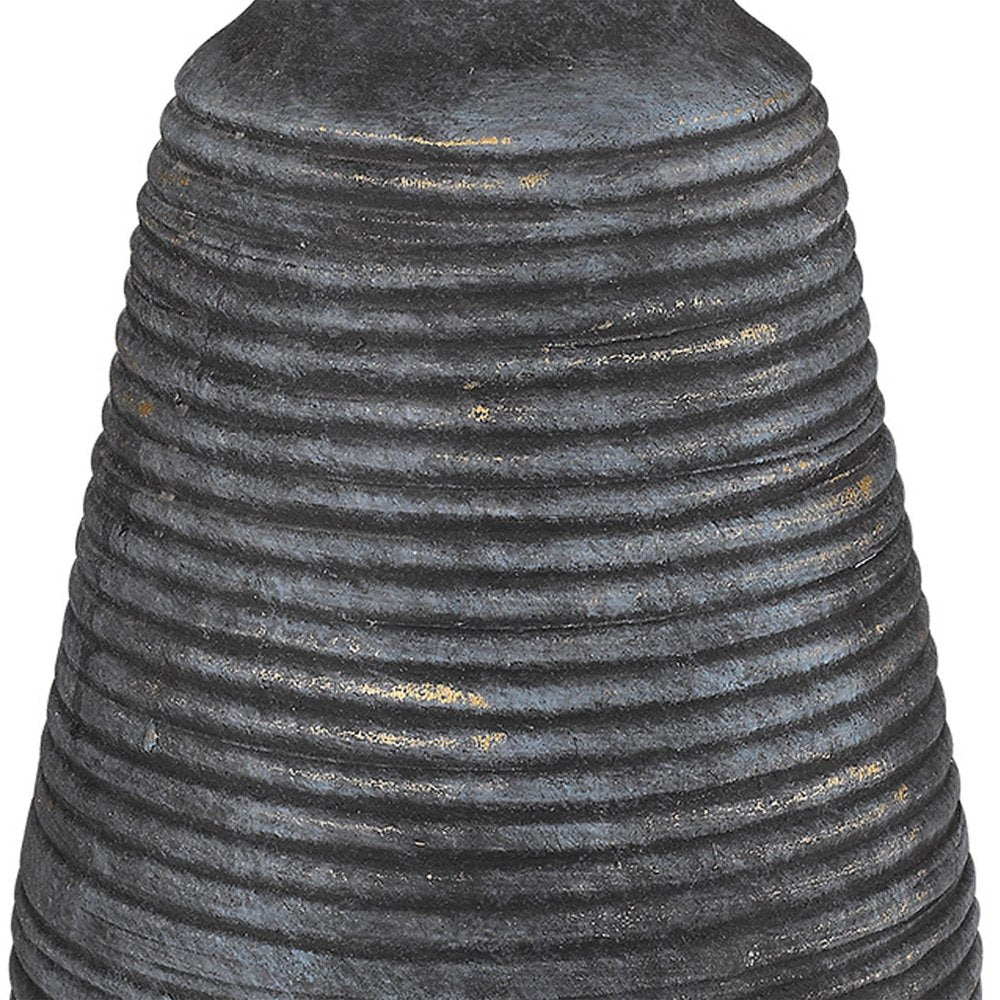 26" Distressed Black and Gold Ceramic Table Lamp With White Drum Shade HomeRoots