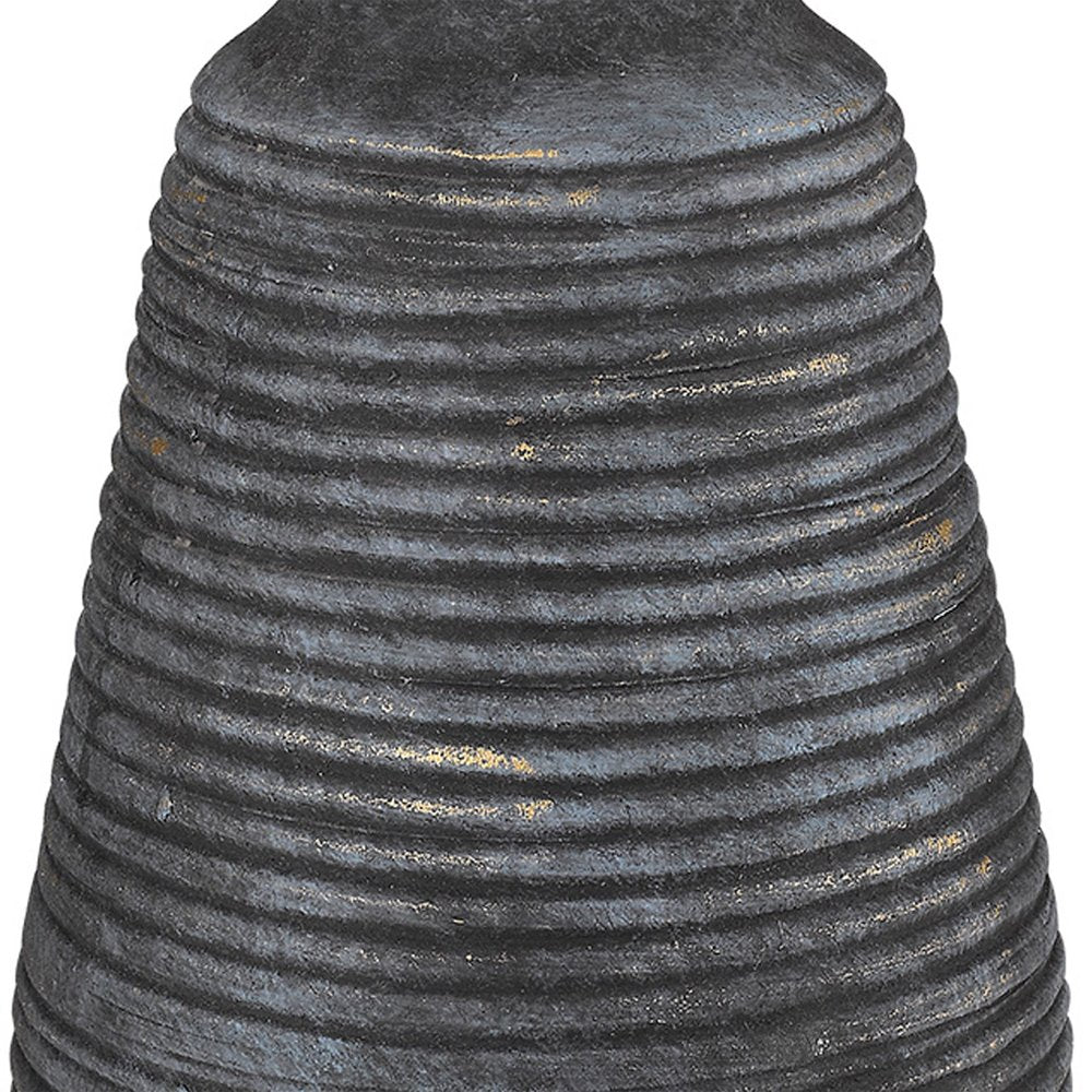 26" Distressed Black and Gold Ceramic Table Lamp With White Drum Shade HomeRoots