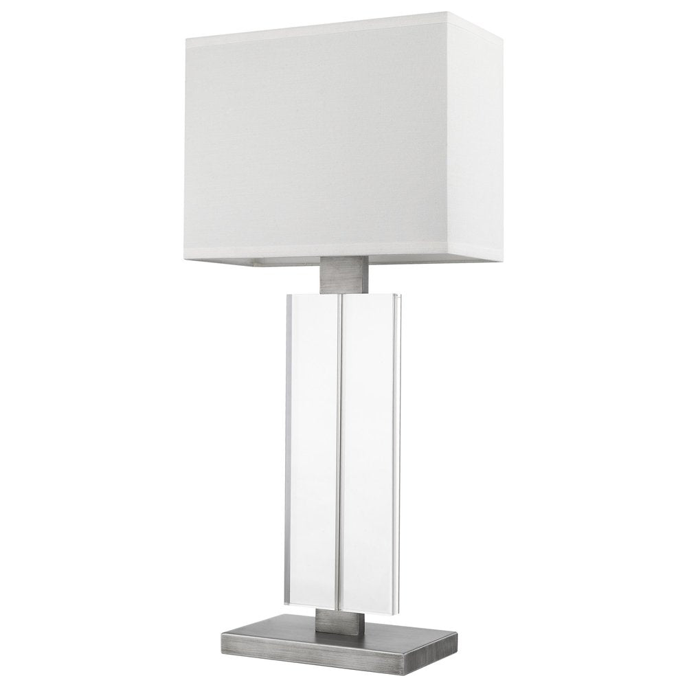 31" Silver Metal and Acrylic Buffet Lamp With White Shade HomeRoots