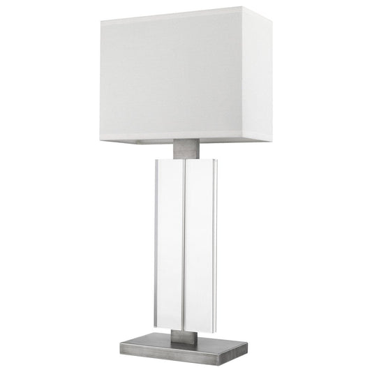 31" Silver Metal and Acrylic Buffet Lamp With White Shade HomeRoots