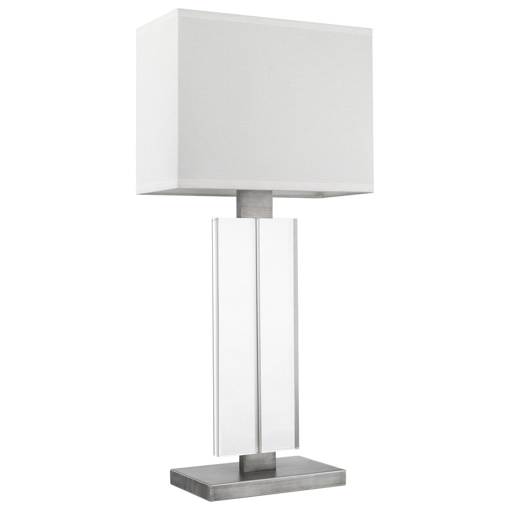 31" Silver Metal and Acrylic Buffet Lamp With White Shade HomeRoots