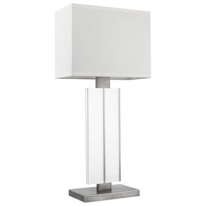31" Silver Metal and Acrylic Buffet Lamp With White Shade HomeRoots