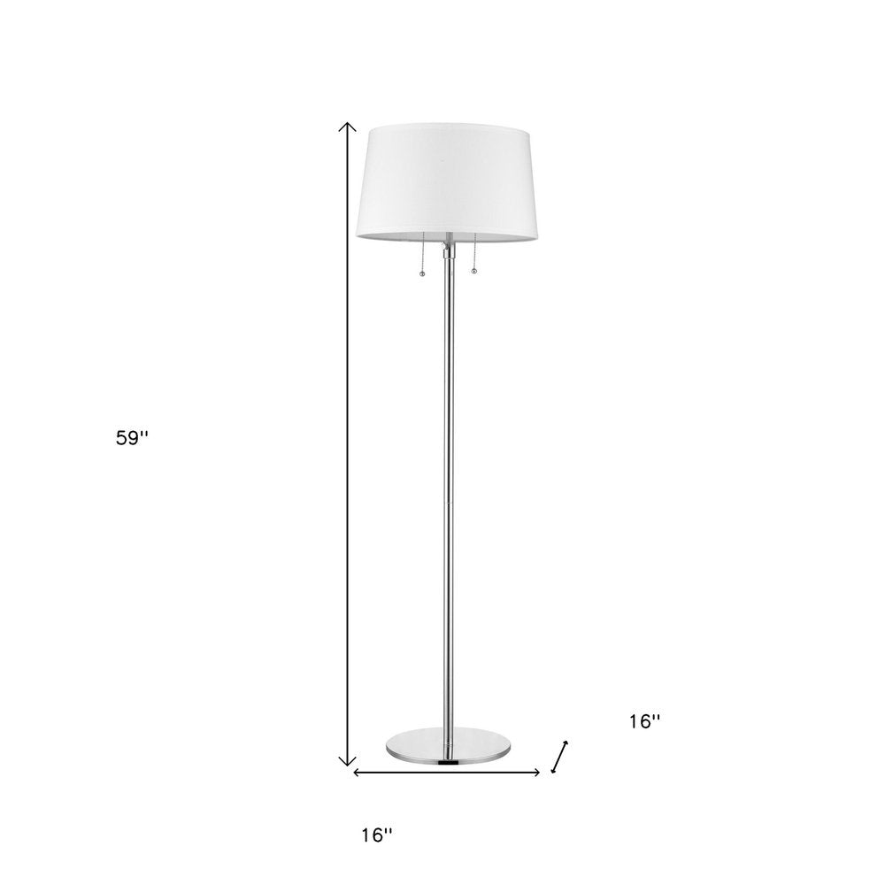 59" Floor Lamp With White Linen Empire Shade HomeRoots
