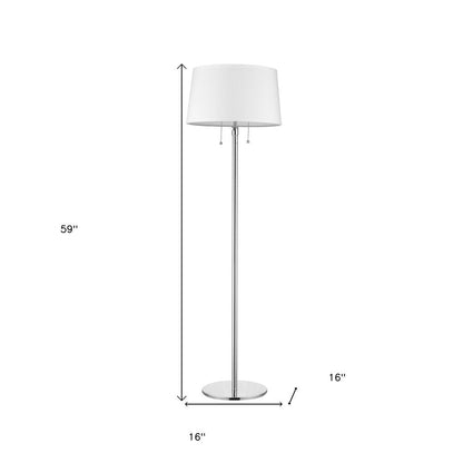 59" Floor Lamp With White Linen Empire Shade HomeRoots