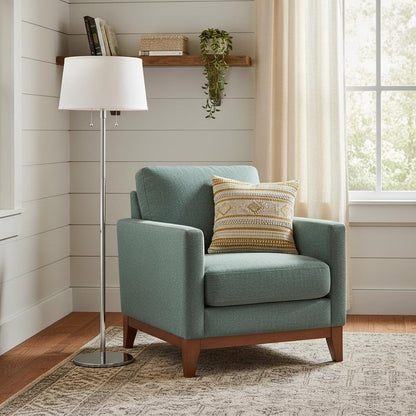 59" Floor Lamp With White Linen Empire Shade HomeRoots