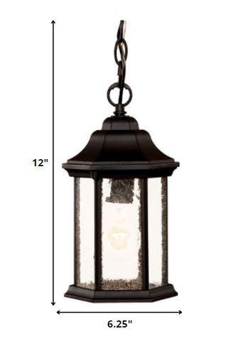 Antique Black Textured Glass Lantern Hanging Light - FurniFindUSA