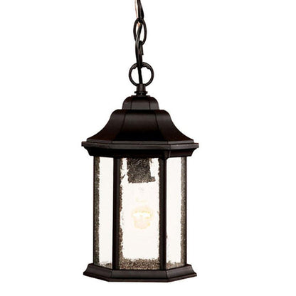 Antique Black Textured Glass Lantern Hanging Light - FurniFindUSA